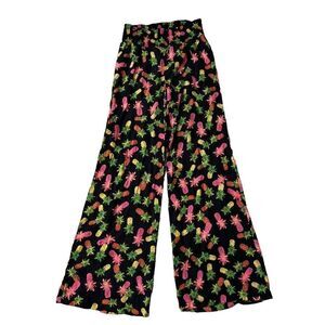 L’Amour Nanette Lepore black pineapple pants stretch elastic waist size XS